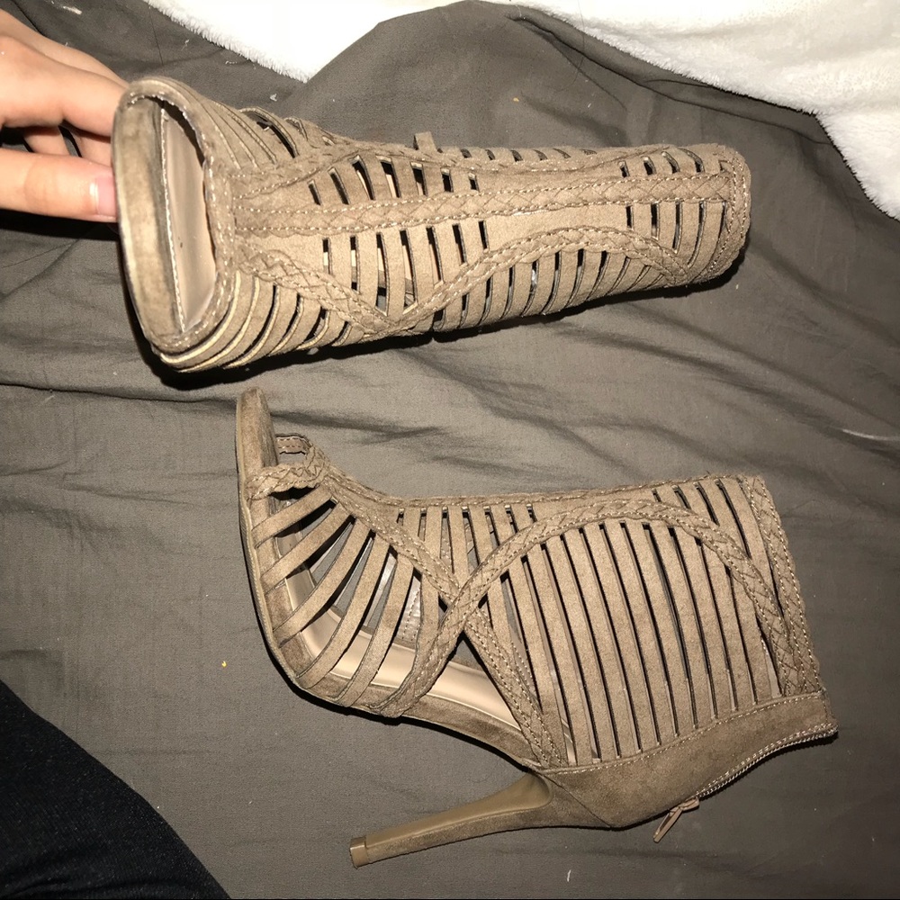 Tan suede heels